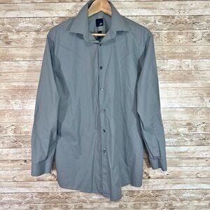 J. Ferrar Slim Fit Gray Button Down Long Sleeve Dress Shirt- Size 16-16.5 32/33